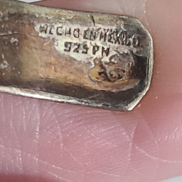 Vintage turquoise sterling silver Mexico cuff bracelet small 5" 6" wrist 7.1g - Picture 5 of 5